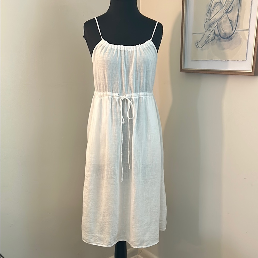Vince | Linen white midi dress -small